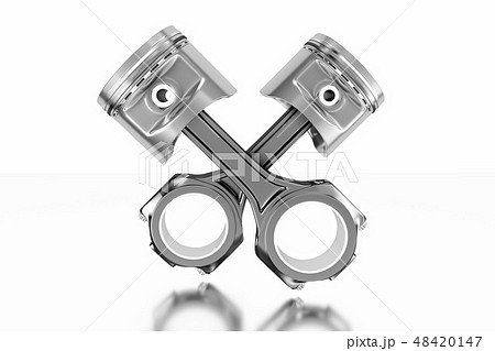 3D rendering. Engine piston with piston rings. 3D rendering. Engine piston with piston rings. 48420147
