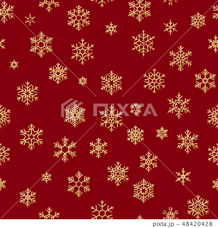 Seamless pattern with golden snowflakes on red background for Christmas or New Year holidays. EPS 10 48420428
