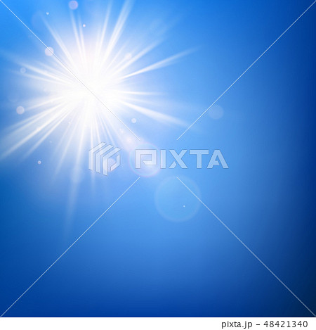 Summer blue sky template and hot summer sun rays burst with lens flare. EPS 10 Summer blue sky template and hot summer sun rays burst with lens flare. EPS 10 48421340