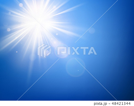 Summer blue sky template and hot summer sun rays burst with lens flare. EPS 10 48421344
