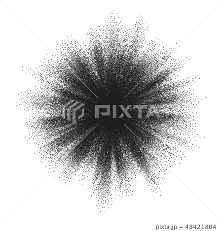 Pointillism burst dots pattern. Sunburst abstract monochrome dotted geometric halftone. EPS 10 48421804