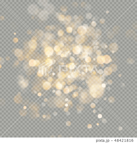 Effect of bokeh circles isolated on transparent background. Christmas glowing warm orange glitter 48421816
