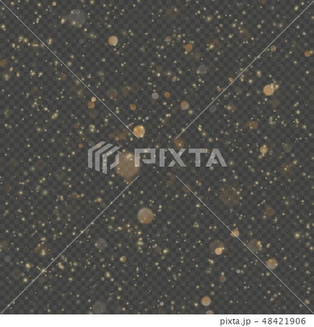 Glitter particles overlay effect. Gold glittering star dust sparkling particles on transparent 48421906