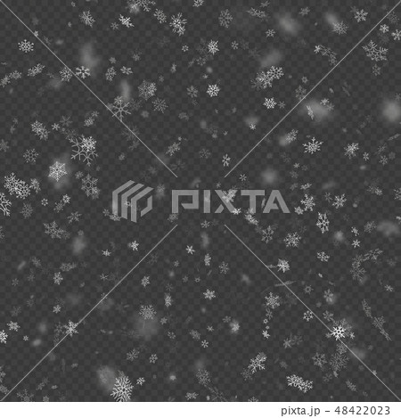 Realistic falling Christmas decoration snowflakes effect isolated on transparent background. Falling 48422023