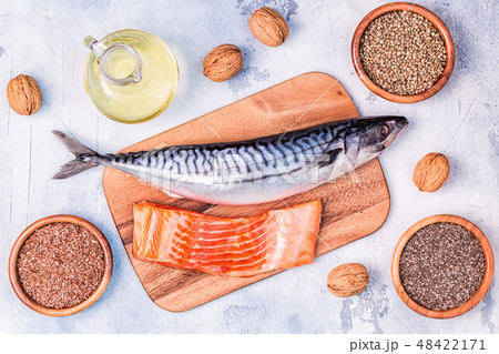 Healthy eating concept. Sources of omega 3. 48422171