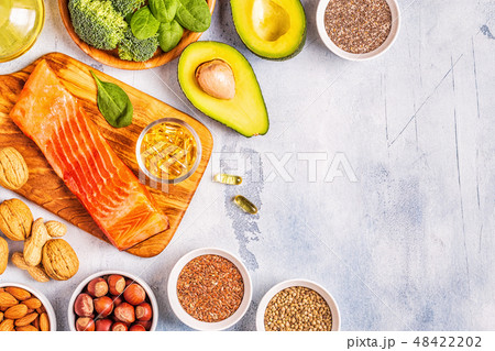 Animal and vegetable sources of omega-3 acids. 48422202