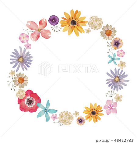 Spring flowers Summer flowers background frame... - Stock Illustration  [48422732] - PIXTA