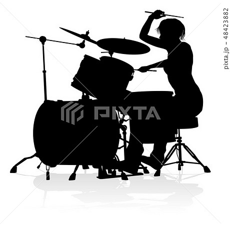 Musician Drummer Silhouetteのイラスト素材