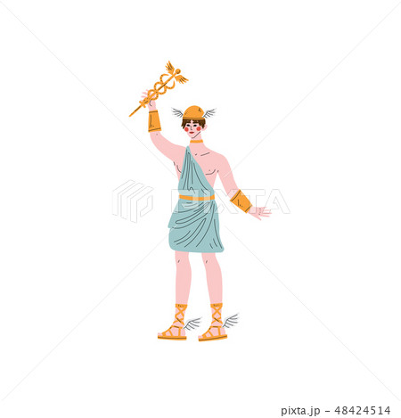 Hermes Olympian Greek God, Ancient Greece Mythology Hero Vector Illustration 48424514