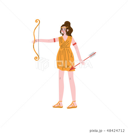 Artemis Olympian Greek Goddess, Ancient Greece Mythology Hero Vector Illustration Artemis Olympian Greek Goddess, Ancient Greece Mythology Hero Vector Illustration 48424712