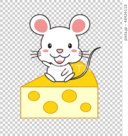 Mouse sitting cheese and shaking hands Mouse sitting cheese and shaking hands 48426118