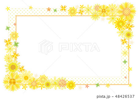 向日葵のライン フレーム 背景素材 ポストカードのイラスト素材