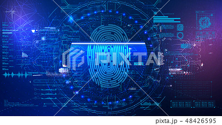 Finger Scan in Futuristic HUD UI GUI style 48426595