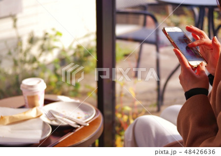 スマホ操作をする女性 スマホ操作をする女性 48426636