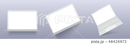 Realistic thin white laptop ultrabook mock up 48426972