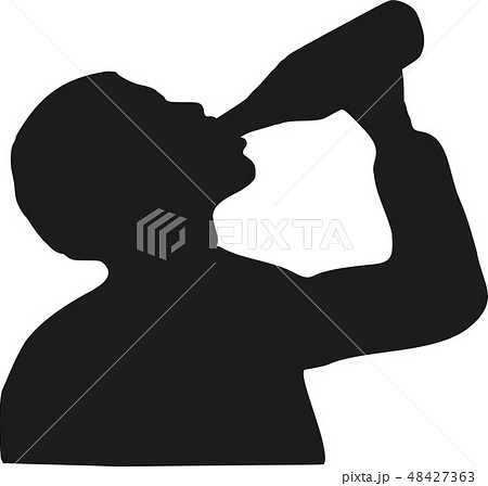 Man Drinking Beer Silhouetteのイラスト素材