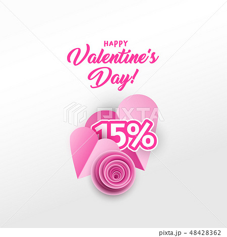 Heart, rose bud 3d papercut clipart for holiday Sale Heart, rose bud 3d papercut clipart for holiday Sale 48428362
