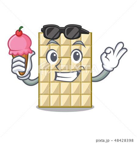 With ice cream white chocolate on a cartoon plate With ice cream white chocolate on a cartoon plate 48428398