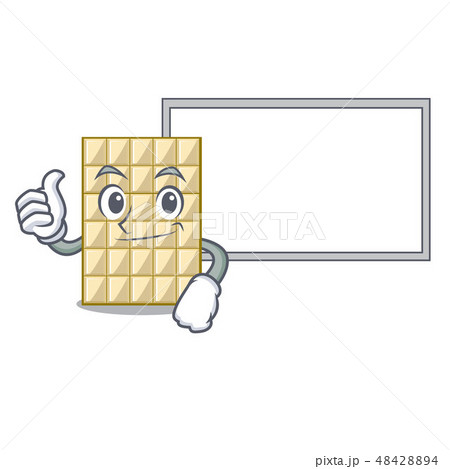 Thumbs up with board chocolate white in the shape character Thumbs up with board chocolate white in the shape character 48428894