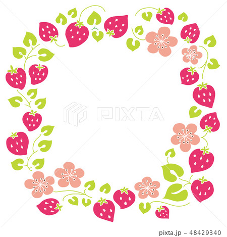 One point of spring strawberry and pink ribbon - Stock Illustration  [73115074] - PIXTA