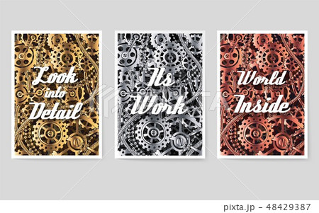 Set of mechanical vector posters for you design with typographic motivation slogan text. Tamplate Set of mechanical vector posters for you design with typographic motivation slogan text. Tamplate 48429387