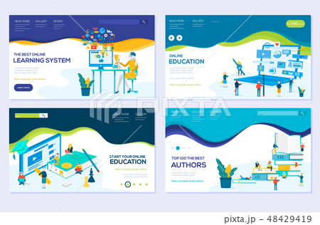 illustration of e-learning, e-book, online education modern vector concepts. Set of web page design 48429419
