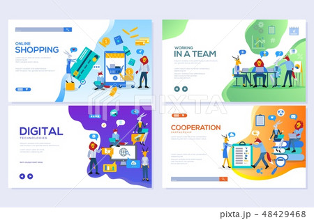 Templates design for online shopping, analytics, digital marketing, teamwork and business strategy Templates design for online shopping, analytics, digital marketing, teamwork and business strategy 48429468