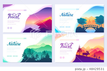 Nature vector brochure cards set. Ecology template of flyear, web banner, ui header, enter site Nature vector brochure cards set. Ecology template of flyear, web banner, ui header, enter site 48429531