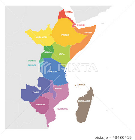 East Africa Region. Colorful map of countries in eastern Africa. Vector illustration East Africa Region. Colorful map of countries in eastern Africa. Vector illustration 48430419