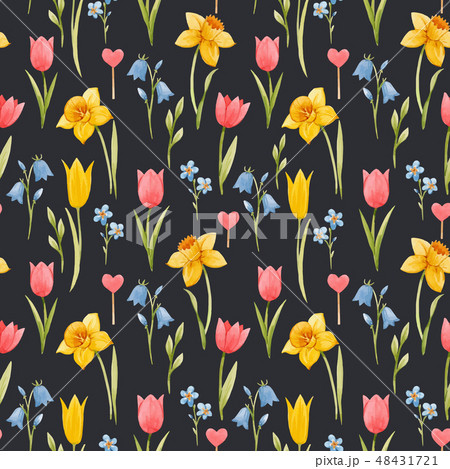 Watercolor spring floral vector pattern 48431721