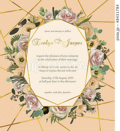 Design watercolor vector geometric golden frame  48431784