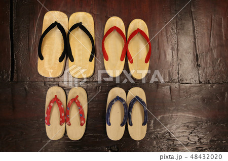 Geta traditional Japanese Wooden Sandals on Floor Geta traditional Japanese Wooden Sandals on Floor 48432020