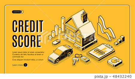 Credit score service isometric vector website 48432240