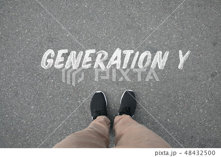 Shoes on the Street  with  Generation Y Text 48432500