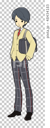 学生服立ちポーズ男のイラスト素材