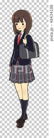 学生服立ちポーズ女のイラスト素材