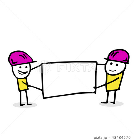 Free hand vector drawing of construction workers. 48434576