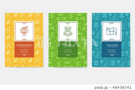 Set of linear travel style concept. Journey element on poster, book, layout abstract, magazines Set of linear travel style concept. Journey element on poster, book, layout abstract, magazines 48436341