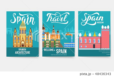 Spain vector brochure cards set. Country template of flyear, magazines, posters, book cover, banners Spain vector brochure cards set. Country template of flyear, magazines, posters, book cover, banners 48436343