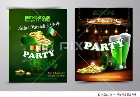 Irish holiday Saint Patrick s Day. Party poster, disco night placard 48438244