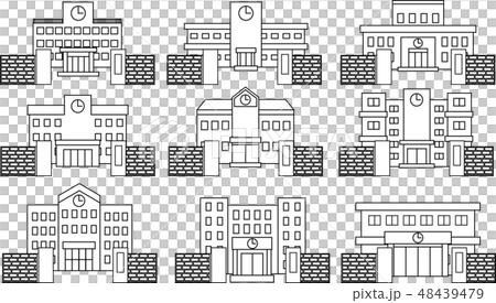 School building school building gate gate... - Stock Illustration ...