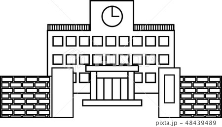 学校 校舎 校門 ゲート イラストのイラスト素材