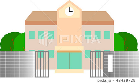 学校 校舎 校門 ゲート イラストのイラスト素材
