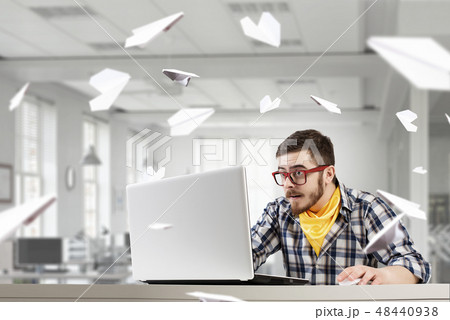 Hipster guy use laptop 48440938