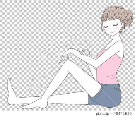 若い女性 脱毛 ボディケアのイラスト素材