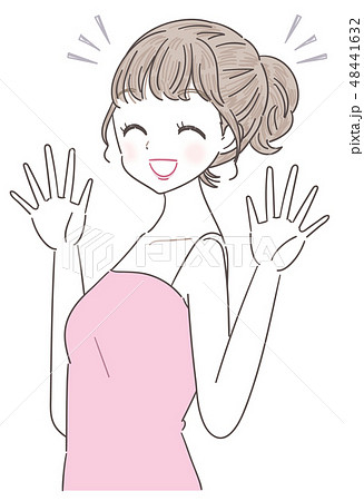 若い女性 部屋着 表情のイラスト素材