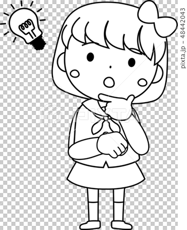 女學生女學生Bobcut姿勢面部表情可愛的插圖 48442043