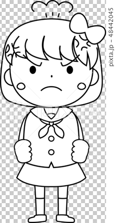 女學生女學生Bobcut姿勢面部表情可愛的插圖 48442045