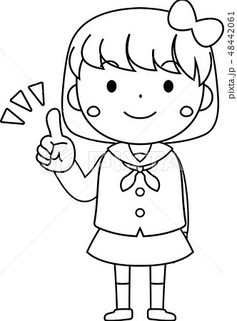女子生徒 女学生 ボブカット ポーズ 表情 かわいい イラストのイラスト素材