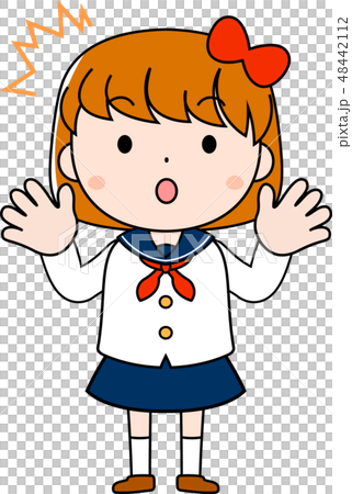 女子生徒 女学生 ボブカット ポーズ 表情 かわいい イラストのイラスト素材